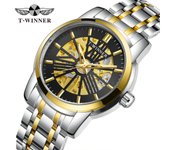 WINNER Reloj mecánico automático de movimiento mecánico hueco casual de moda para hombre