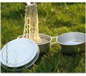 Juegos de platos y tazones para campamento, tazón de cocina para Picnic con mochilero, ultraligero plata