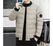 Abrigo de invierno para hombre, grueso, acolchado, cuello alto, cremallera, mangas largas, color sólido, bolsillos con cremallera, resistente al viento, retención de calor, abrigo de exterior M marrón oscuro