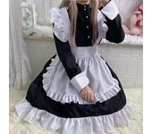 Nuevo vestido gótico lolita en blanco y negro, vestido de mucama, vestido de juego de rol de anime COS L blanco/negro
