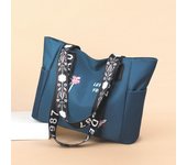 Aliwood bolso de mano bordado para mujer, bolso de compras informal impermeable de nailon, bolsos de hombro femeninos de gran capacidad azul