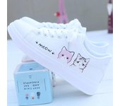 Zapatillas De Mujer, Zapatos vulcanizados transpirables a la moda, Zapatos De Mujer blancos informales con cordones De dibujos animados De gato bonito De Pu, Zapatos De Mujer 39 verde