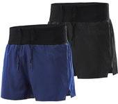 Pantalones cortos deportivos para hombre con forro, bolsillo con cremallera, cintura elástica, secado rápido, para correr, ciclismo y fitness M negro