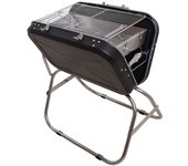 Parrilla para barbacoa Peace Park, estufa para barbacoa, parrilla de mesa, soporte para hoguera, soporte para hoguera, tipo maleta, forma de V, GRANDE negro