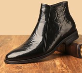 Botas Chelsea retro puntiagudas para hombre, otoño/invierno 2024, de piel de caña alta con forro de terciopelo 38 negro