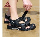 Sandalias HUMTTO de verano para hombre, zapatos de senderismo antideslizantes transpirables para hombre, zapatillas de deporte de playa de secado rápido para exteriores 44 negro