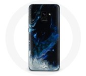 Coque pour Samsung Galaxy A8 Plus Nuages de fumée multicolore de bleu gris et noir sur fond noir