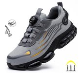 Zapatos de seguridad para el trabajo con botones giratorios de moda para hombres, zapatillas indestructibles antiperforación, botas protectoras de seguridad, calzado masculino 37