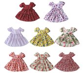Vestido de princesa de manga corta con estampado floral para niñas S