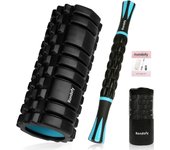 Rodillo de espuma Rondofy para fascia, lanzamiento de nuevo, capacidad de carga de 500 kg, juego de rodillos de masaje para fascia, con instrucciones y bolsa de almacenamiento, ultraligero para principiantes. negro