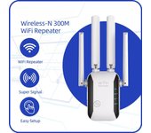 Repetidor WiFi inalámbrico Extensor WiFi Amplificador WiFi Ultraboost Repetidor de largo alcance Amplificador WiFi de 300 m Punto de acceso EU Plug blanco