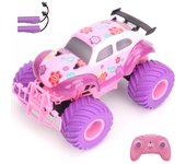 Coche de control remoto para niñas, 2,4 GHz, bonito coche de escalada con control remoto rosa y morado, coche todoterreno recargable, juguete 1 Battery púrpura/color rosa