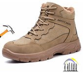 Zapatos de seguridad para el invierno, zapatos cálidos de felpa, zapatos de trabajo de caña alta con puntera de acero, zapatos indestructibles, botas de seguridad para hombres para el trabajo 36