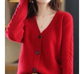 Suéter tejido de gama alta para mujer, cárdigan para mujer, cárdigan liso con cuello en V, abrigo para mujer, top 2022 One Size camello