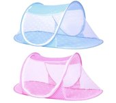 Cunas para bebés, cama plegable portátil tipo barco, mosquitera plegable azul