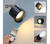 Lámpara de pared magnética con rotación de 360 grados, 3 temperaturas de color ajustables, regulable, recargable por USB, para sala de estar, dormitorio, lámpara de noche de montaje en pared. A blanco
