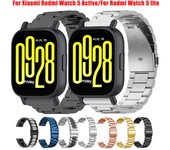 Correa de reloj de 22 mm para Xiaomi Redmi Watch 5 Active, correa de metal para Redmi Watch 5 Lite, correa de repuesto de acero inoxidable 22mm plata