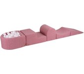 Bloques de escalada de espuma para niños pequeños Boucle Pink MeowBaby® 4 elementos con piscina de bolas 57x45x30cm 250x45x30 cm
