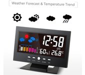 °C/°F multifuncional interior colorido LCD Digital temperatura humedad medidor estación meteorológica reloj with USB Cable negro