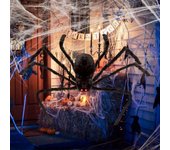 Decoraciones de araña de Halloween: araña de peluche grande y realista, accesorios aterradores para interiores, exteriores y patios, decoración espeluznante.