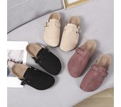 Zapatos de moda para mujer, zapatillas de punta cerrada para mujer, zuecos de piel de ante de vaca, sandalias para mujer, estilo retro, estilo zueco de jardín, novedad 2024 38 marrón
