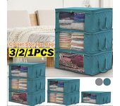 Bolsa organizadora de guardarropa para ropa, manta, edredón, caja para armario, almacenamiento plegable para el hogar, 1/2/3 Uds. 1PC beige
