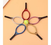 Raqueta de tenis Casa de muñecas Tenis Mini raqueta de tenis y pelota Modelo de tenis deportivo Raqueta de tenis en miniatura azul