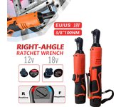 Llave de impacto portátil inalámbrica de 3/8 pulgadas, llave eléctrica recargable, llaves de trinquete de ángulo recto, destornillador de impacto, herramienta eléctrica