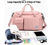 Bolsa de deporte para gimnasio, bolsa de viaje con compartimento para zapatos, bolsa de viaje para mujer gris