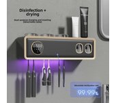 Portacepillos de dientes inteligente de pared con esterilizador UV, exprimidor de pasta dental y secador
