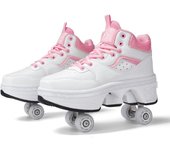 Zapatos deformados para niñas de 6 a 15 años, patines deformados de cuatro ruedas, para caminar y patinar. Zapatos desbocados para niñas. 44