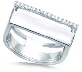 Bague argent 'Sissi' blanc argenté (rhodié) - 8 mm 52