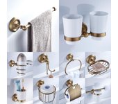 Juego de accesorios de baño de bronce antiguo, estante para accesorios de baño, jabonera, soporte para papel higiénico, dispensador de jabón, gancho para bata ELM53