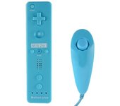 XCSOURCE Motion Plus Juego de Mando a Distancia y Nunchuck con Funda de Silicona para Nintendo Wii Azul AC1023