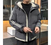 Chaqueta de algodón para hombre con capucha, manga larga, color patchwork, acolchada, abrigo a prueba de viento, cálida, de algodón, con cremallera, ropa de abrigo M caqui