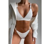 Traje de baño Sexy para mujer, Bikini femenino, juego de Bikini estilo Push Up, traje de baño brasileño, Bikini sólido, traje de baño, ropa de playa S blanco