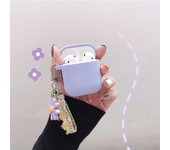 Funda de lujo con decoración floral coreana para Apple Airpods, accesorios de adorno, funda de silicona para auriculares Bluetooth, llavero