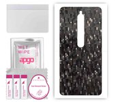 apgo Protective Skin Sticker for the back compatible with Xiaomi Redmi 8, Wrap Film, Foil, Vinyl - Pattern Carbon Black Pixel
