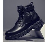 Botas de hombre de otoño e invierno, botas Martin de caña media alta, botas casuales de cuero para hombre con engrosamiento de pelo 39