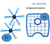 3 unids/set aspiradora 2 cepillos redondos + 1 pantalla de filtro para Robot Philips FC8066 FC8820 FC8810 accesorios de robot de barrido