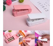 Mini sellador de calor portátil, máquina de sellado, prensa, sello de embalaje, herramienta de bolsa de plástico color rosa