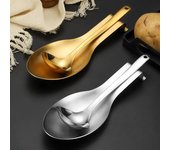 Bandeja con clip para buffet con estante para cucharas de vajilla de acero inoxidable engrosado y bañado en oro plata