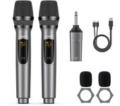 Micrófono UHF dinámico recargable inalámbrico LEKATO K380S con cumplimiento técnico Ideal para fiestas de micrófono, micrófono, receptor de 6,35 mm, negro