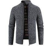 Y cárdigan holgado de moda de invierno para hombre, chaqueta cálida, suéter con cuello alto, abrigo de punto M gris claro