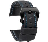 Correa de reloj de cuero con textura de nailon, 22mm, 24mm, 26mm, para Panerai PAM01661 441 Marina, accesorios de reloj de línea negra y azul Black white silver  22mm