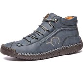 Botas de cuero divididas hechas a mano, zapatos de hombre, botines cómodos para hombres, zapatos casuales 39 azul