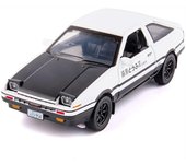 Coche modelo Toyota AE86 inicial D, aleación de zinc, coche de juguete con sonido y luz, regalo para niños y niñas, 1/28 15*5.8*5cm blanco