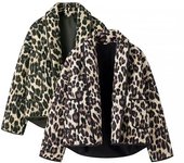 Chaqueta con solapa y estampado animal de moda callejera para festival de invierno para mujer S café