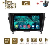 Radio estéreo para coche Android para Nissan X-Trail T32 Qashqai J11 T31 J10 2013-2017 Navegación GPS Reproductor multimedia 2DIN de 4 núcleos 1 + 16 GB Autoradio 1+16GB