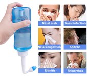 Lavadora Nasal con válvula automática de 300/500ML, para niños y adultos, rinitis, congestión Nasal, olla para lavado de nariz, botella de irrigación Nasal salina fisiológica 300ML
